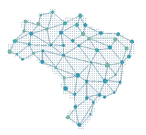 Mapa do Brasil em rede de vigilância
